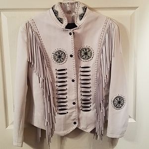 3B West by Transmith, leather, Navajo coat.